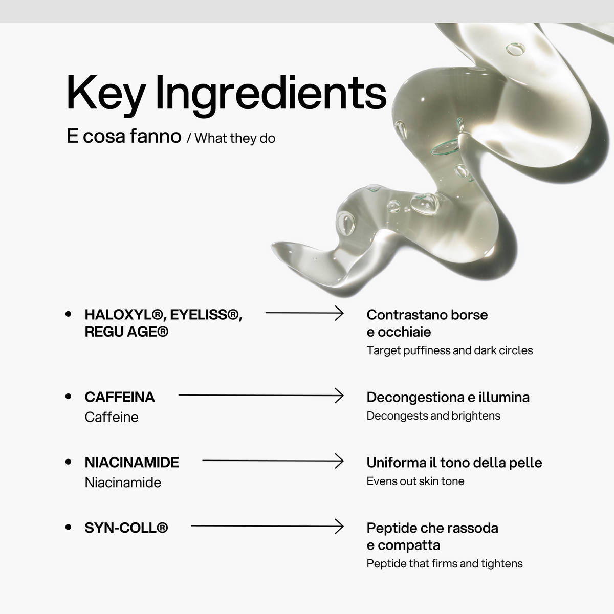 Contorno Occhi Skin First, ingredienti chiave