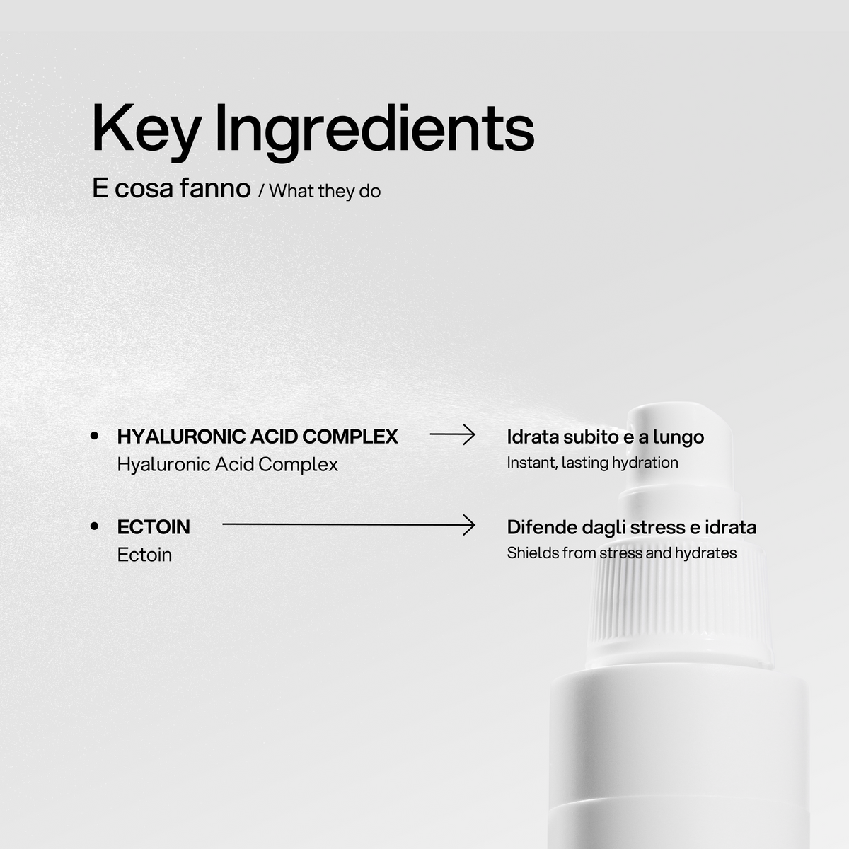 Face Body Mist Idratante Skin First, ingredienti chiave
