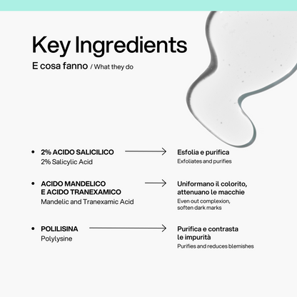 Lozione Pelli Impure Skin First, ingredienti chiave