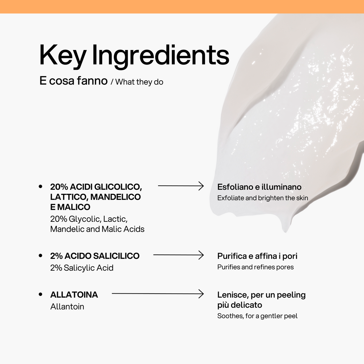 Peeling Esfoliante AHA BHA Skin First, ingredienti chiave