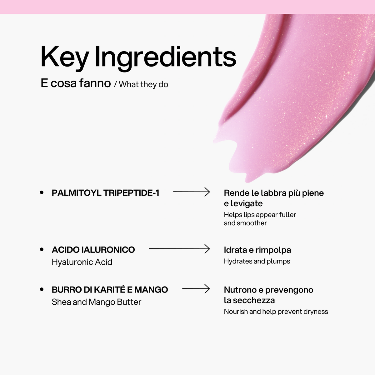Peptide Lip Balm Glazed Pink Skin First, ingredienti chiave