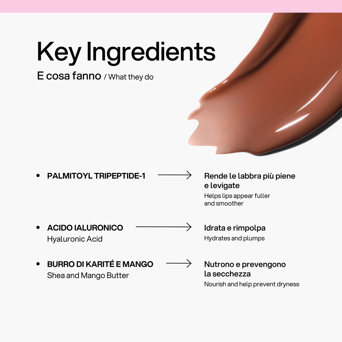Peptide Lip Balm Mocha Skin First, ingredienti chiave